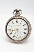 A SILVER PEAR CASED POCKET WATCH, the open face pocket watch (missing glass) with a round white dial