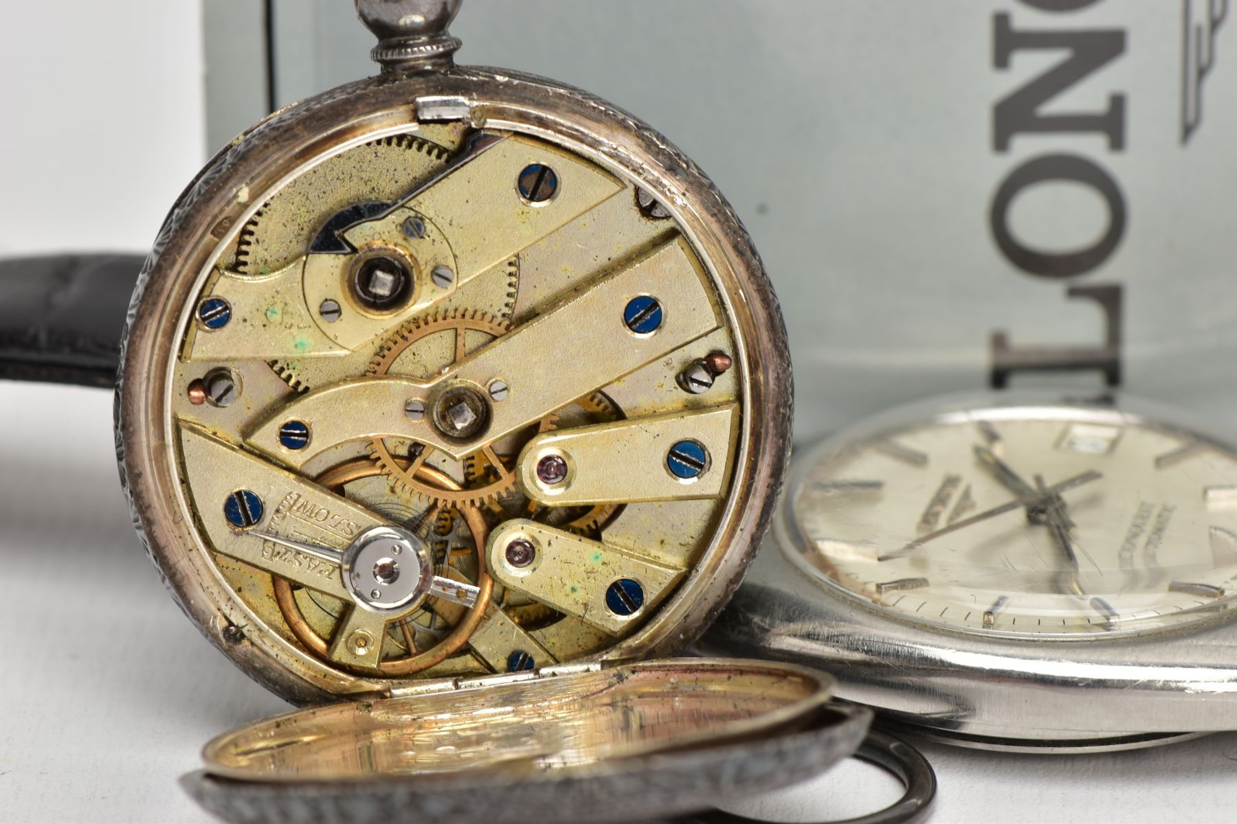 A GENTLEMENS 'LONGINES' WRISTWATCH AND A LADYS OPEN FACE POCKET WATCH, round silver dial signed ' - Image 6 of 6