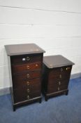 A TALL STAG MINSTREL DRESSING CHEST, the hinged top enclosing a dressing area with a mirror, above
