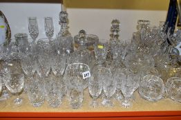 A QUANTITY OF CUT CRYSTAL GLASSWARES, to include approximately fifty five pieces, two mallet