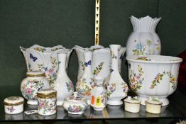 A COLLECTION OF FOURTEEN PIECES OF AYNSLEY GIFTWARE, comprising a Nature's Delight vase, height