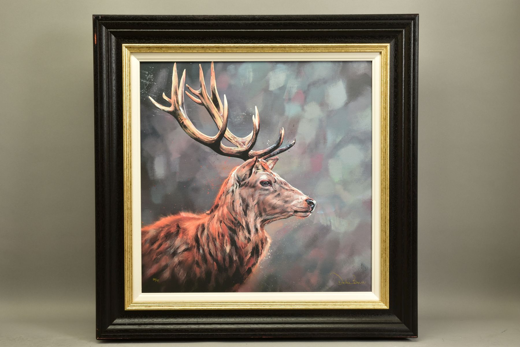 DEBBIE BOON (BRITISH CONTEMPORARY), 'LORD AND MASTER', a signed limited edition print of a stag,