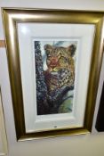 ROLF HARRIS (AUSTRALIA 1930) 'ALERT FOR PREY' a limited edition print of a Leopard 56/195, signed to