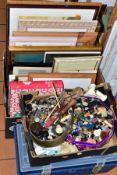 A QUANTITY OF HABERDASHERY ITEMS ETC , to include a Mauchline ware knitting needle holder,
