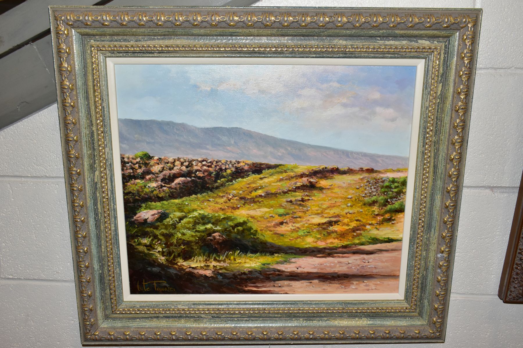 COTE POMARES (SPAIN CONTEMPORARY) A SOUTHERN TENERIFE LANDSCAPE, signed bottom left, oil on board,