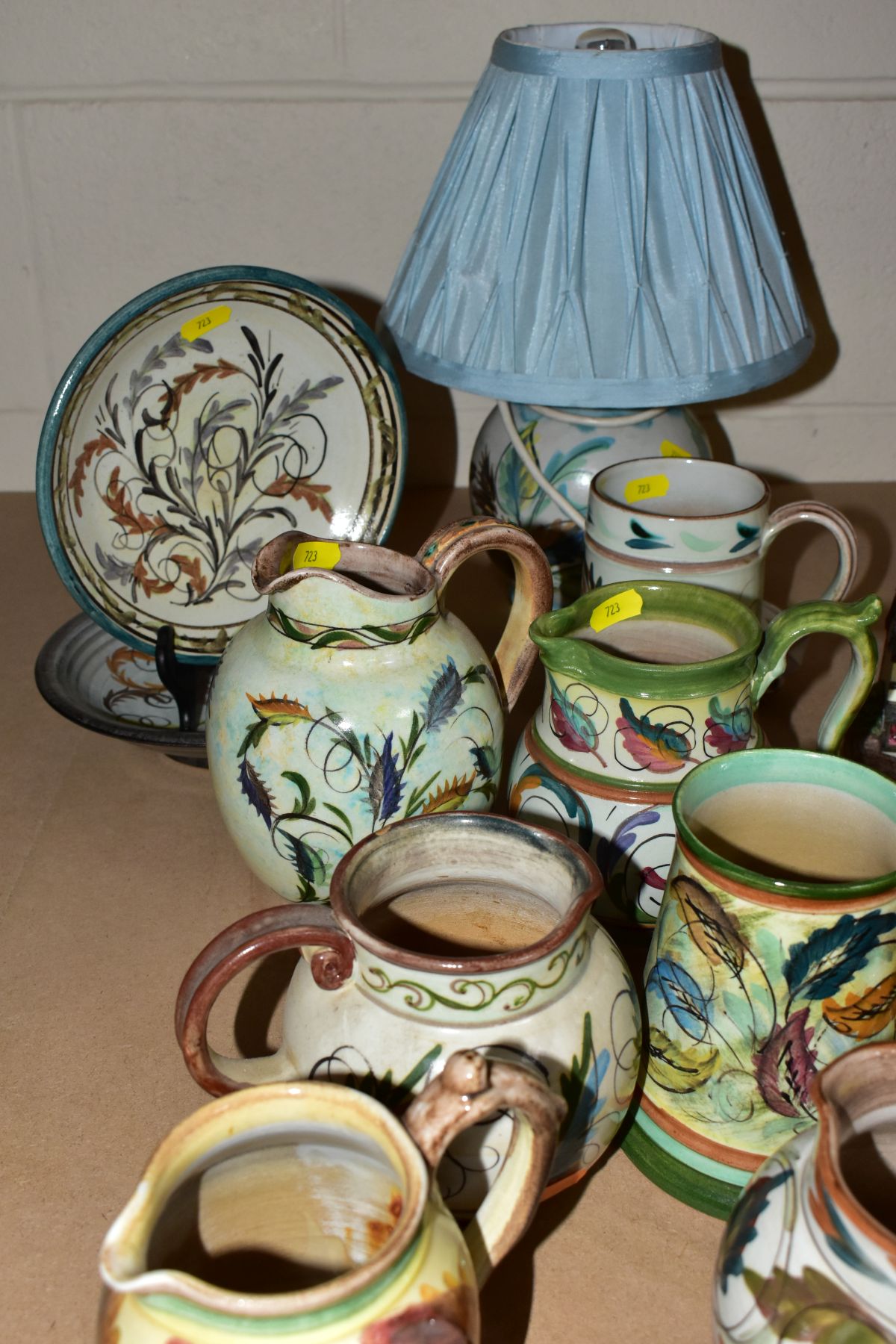 GLYN COLLEDGE (1922-2000) A COLLECTION OF HAND PAINTED CERAMICS, to include two tankards, five water - Image 4 of 4
