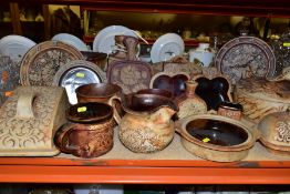 EIGHTEEN PIECES OF QUANTOCK DESIGN KITCHEN POTTERY, comprising tureen, duck shaped covered dish, two