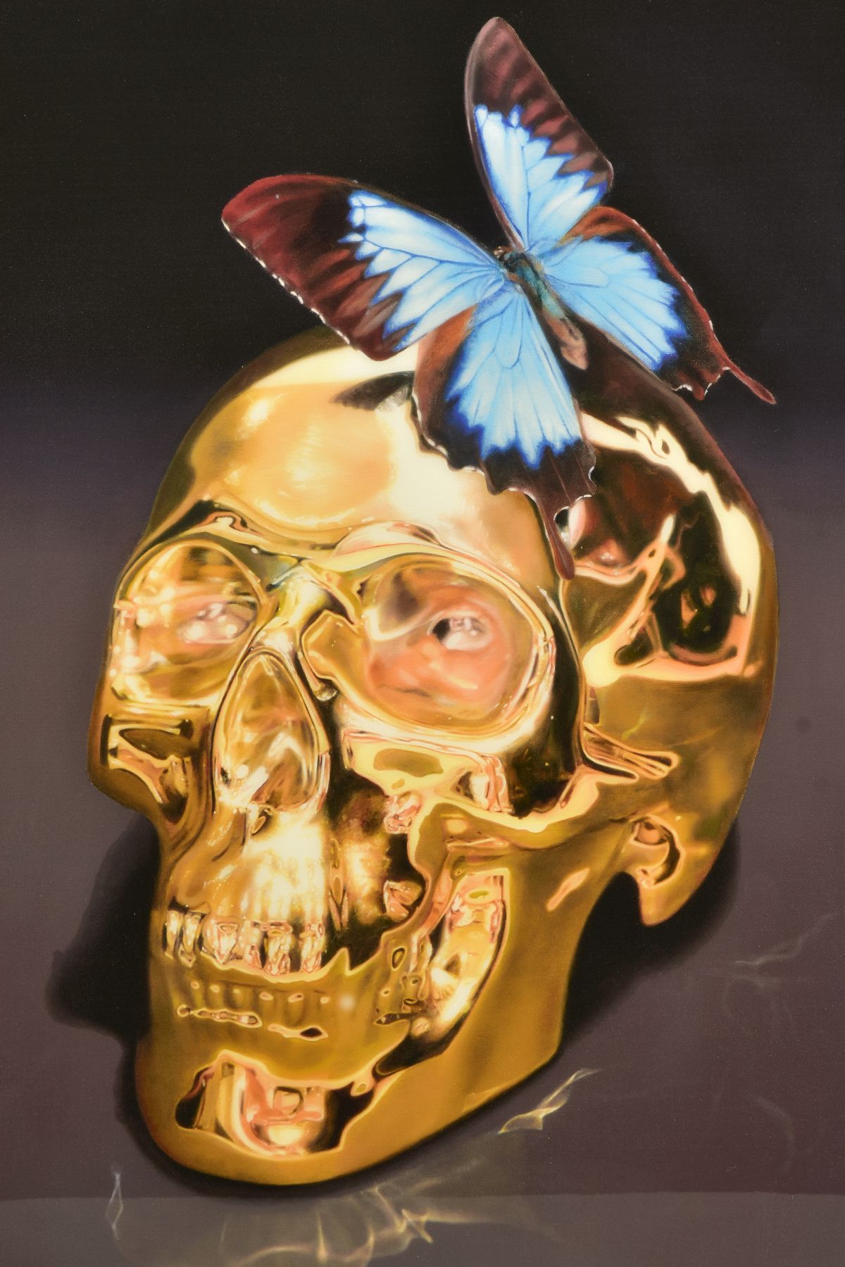 RORY HANCOCK (BRITISH 1987) 'BUTTERFLY KISS' a signed limited edition box canvas print of a skull - Image 2 of 10