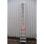 AN ALUMINIUM DOUBLE EXTENSION LADDER 3.4m closed and a step ladder