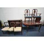 A MAHOGANY EXTENDING DINING TABLE, with two additional leaves, on cabriole legs, extended length