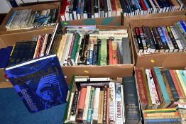 BOOKS, eight boxes containing approximately 252 titles to include a selection of magazine