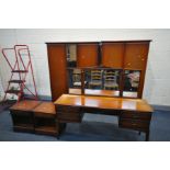 A WILLIAM LAWRENCE MAHOGANY SEVEN PIECE BEDROOM SUITE, comprising a two wardrobes wardrobe,