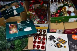 EIGHT BOXES OF CHRISTMAS DECORATIONS, mainly modern with late twentieth century items, to include