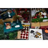 EIGHT BOXES OF CHRISTMAS DECORATIONS, mainly modern with late twentieth century items, to include