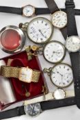 A ROTARY WRISTWATCH AND AN ASSORMENT OF POCKET AND WRISTWATCHES, to include a gold tone Rotary watch