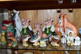 A COLLECTION OF ASSORTED VICTORIAN TO LATE 20TH CENTURY ANIMAL AND OTHER CERAMIC FIGURES,