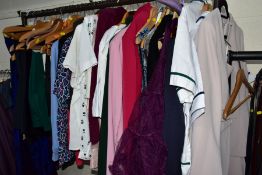 A QUANTITY OF LADIES' CLOTHING, ACCESSORIES AND HOUSEHOLD LINENS, to include a Muxxn Boutique