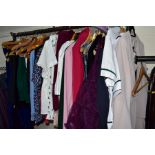 A QUANTITY OF LADIES' CLOTHING, ACCESSORIES AND HOUSEHOLD LINENS, to include a Muxxn Boutique