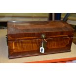 A 19TH CENTURY AND LATER ROSEWOOD AND INLAID DOME TOP BOX, with carrying handles to the sides,