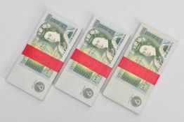 BANK OF ENGLAND PAGE £1 BANKNOTES X 300 IN THREE PACKS OF 100 NOTES STILL RETAINING THE SECURE RED