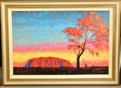 ROLF HARRIS (AUSTRALIA 1930) 'ULURU, SURPRISE SUNSET SHOWER' limited edition print of an