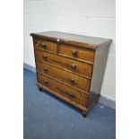 A VICTORIAN SATIN BIRCH VENEERED CHEST OF TWO SHORT OVER THREE GRATUATING DRAWERS on turned feet,