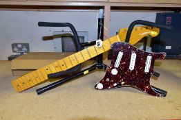 A NEW STRAT STYLE MAPLE NECK with 22 frets, no mounting screw holes so never fitted, along with a