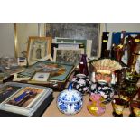 A GROUP OF CERAMICS, GLASS, PRINTS AND EPHEMERA, including a Royal Doulton 'North American Indian'