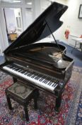 AN COLLARD AND COLLARD MAHOGANY 5FT4 GRAND PIANO, serial number 18865, with open fretwork sheet