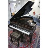 AN COLLARD AND COLLARD MAHOGANY 5FT4 GRAND PIANO, serial number 18865, with open fretwork sheet