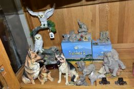 BOXED AND LOOSE 'TUSKERS' ELEPHANT FIGURES, ALSATIAN FIGURES, ETC, including a Border Fine Arts