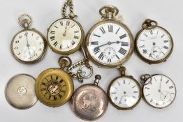 A SELECTION OF POCKET WATCHES, to include a white metal goliath open face pocket watch, white