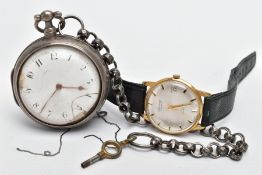 A SILVER POCKET WATCH AND A 'MONTINE' WRISTWATCH, a silver pocket watch with an additional silver