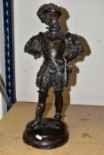 A BRONZE MALE FIGURE AFTER V CINQUE, the subject possibly Holy Roman Emperor Charles V, on a