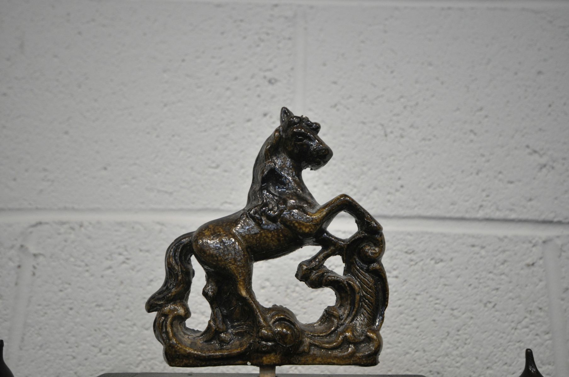 A LATE VICTORIAN GUSTAV BECKER WALNUT VIENNA WALL CLOCK, with ceramic horse pediment, winding key - Image 3 of 5