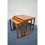 A G PLAN QUADRILLE TEAK NEST OF THREE TABLES, width 54cm x depth 44cm x height 49cm