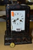A LATE 19TH CENTURY FRENCH LEROY A PARIS EBONISED AND BOULLE MANTEL CLOCK, enamel dial (a.f.) with