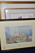 THREE DECORATIVE PRINTS COMPRISING 'LICHFIELD CATHEDRAL' AFTER J M W TURNER, a limited edition print