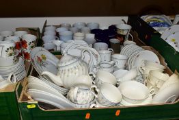 FIVE BOXES OF ASSORTED CERAMICS, including Midwinter Stylecraft Oranges & Lemons coffee wares, J & G