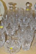 A GROUP OF STUART CRYSTAL AND ROYAL DOULTON CRYSTAL GLASSWARES, thirty seven pieces to include eight