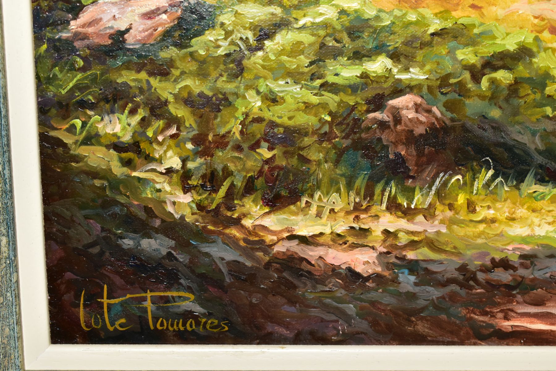 COTE POMARES (SPAIN CONTEMPORARY) A SOUTHERN TENERIFE LANDSCAPE, signed bottom left, oil on board, - Image 4 of 5