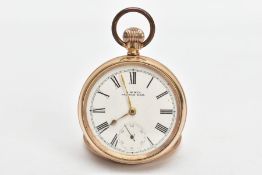 A GOLD-PLATED 'WALTHAM' POCKET WATCH, open face pocket watch, round white dial signed 'A.W.W.Co