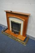 A DIMPLEX FIRE PLACE, with surround and electric fire (remote) and a brass extending fender (2) (PAT