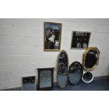 A QUANTITY OF VARIOUS MIRRORS, to include a late 20th century French style octagonal wall mirror,