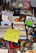 TWO TRAYS CONTAINING APPROX SIX HUNDRED 7in SINGLES MOSTLY FROM THE 1980s artists include Adam and