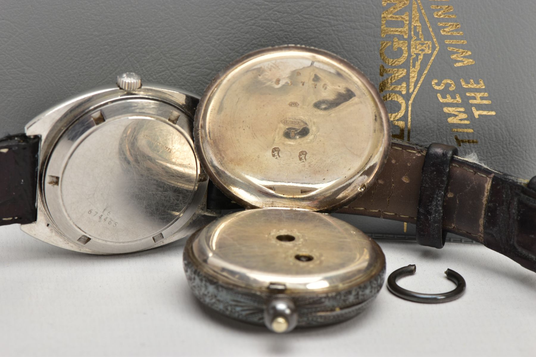 A GENTLEMENS 'LONGINES' WRISTWATCH AND A LADYS OPEN FACE POCKET WATCH, round silver dial signed ' - Image 3 of 6