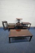 SIX VARIOUS MAHOGANY OCCASIONAL FURNITURE, to include a fold over tea table, occasional table with