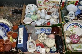 SIX BOXES OF CERAMICS AND GLASS ETC, to include two Minton coffee cans and saucers, Wedgwood Azure