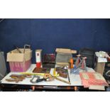 A SELECTION OF VINTAGE HANDTOOLS including a Record Junior No51 vice, two coffin planes, a pair of