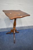 A VICTORIAN WALNUT TRIPOD TABLE, with a wavy top